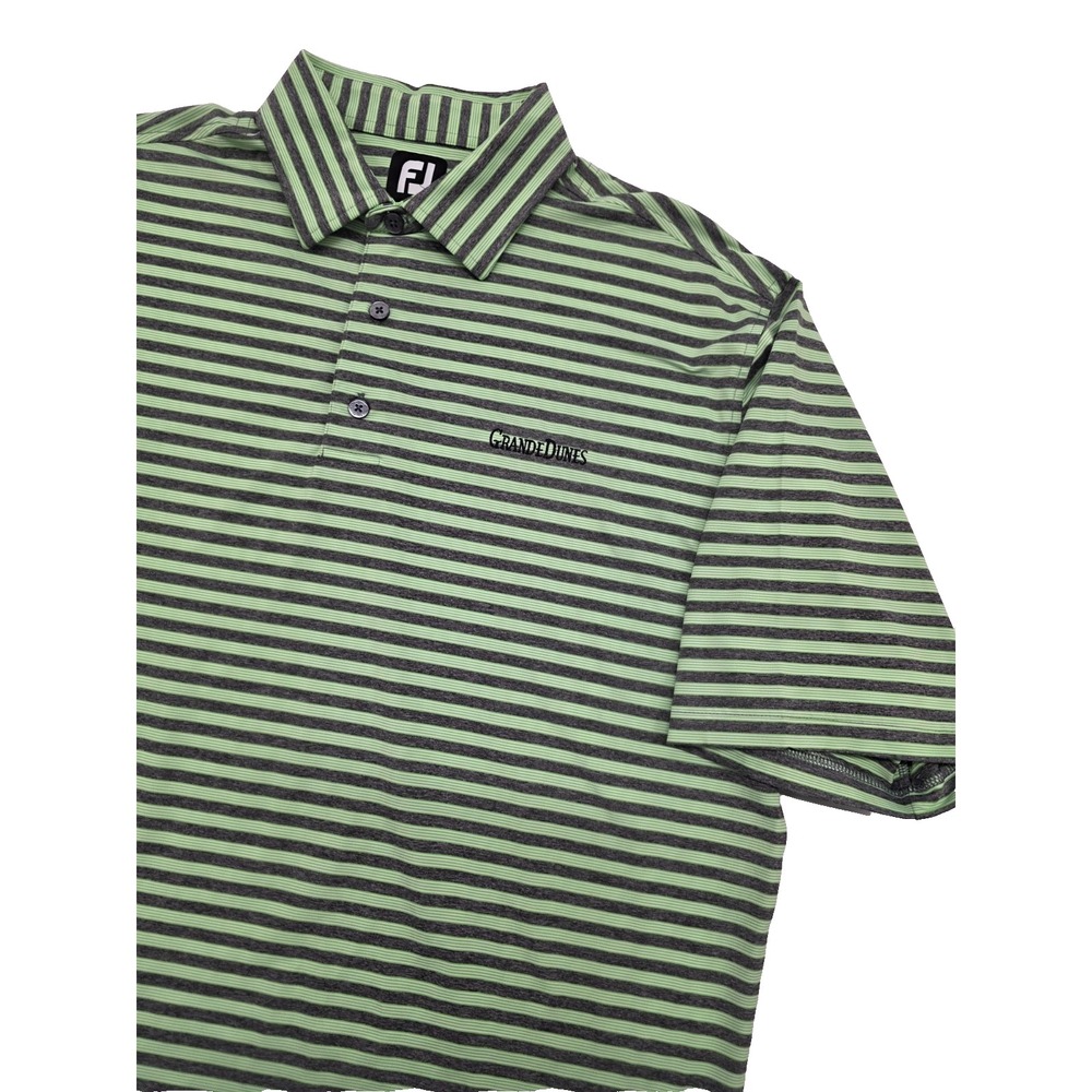 FootJoy Mens Golf Polo L Navy‎ Green Stripe Grande Dunes Myrtle Beach